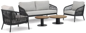 Stoel en Bank Loungeset Aluminium/rope Grijs 4 personen Coco Puerto/Salerno