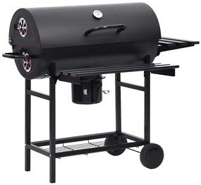 vidaXL Barbecuevat met wielen en schappen 115x85x95 cm staal zwart