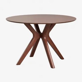 Ronde Eettafel Ø120 Cm In Mdf En Arnaiz Rubberhoutfineer Donker Hout - Sklum