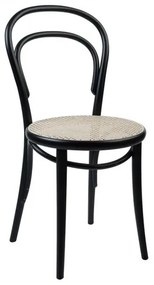 Stoel 14, beukenhout, zwart gelakt, rieten zitting