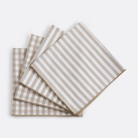 Set van 4 servetten, 30% gerecycled katoen, geweven-geverfd, SOIZIC