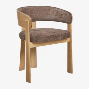 Eetkamerstoel Van Eikenhout En Bekleed Olea Eikenhout & Chenilla Bruin Café - Sklum