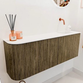 Mondiaz Joya 110cm toiletmeubel ronding links dusk met wastafel faye rechts zonder kraangat talc