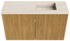 Mondiaz Joya DLux 70cm toiletmeubel oak met wastafel faye rechts zonder kraangat meli