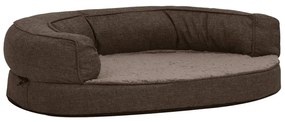 vidaXL Hondenbed ergonomisch linnen-look 75x53 cm fleece bruin