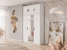 Kledingkast Novduni 105, Wit, 246x133x53cm, 135.1 kg, Kledingkast deuren: Met scharnieren, Aantal planken: 7, Aantal planken: 7