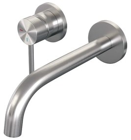 Brauer Brushed Edition ColdStart wastafelkraan inbouw gebogen uitloop en rozetten model A2 RVS geborsteld PVD