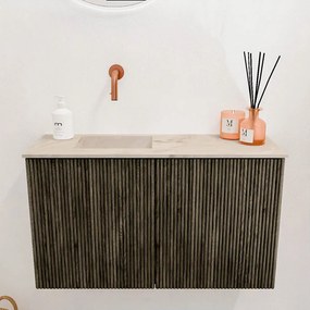 Mondiaz Joya DLux 70cm toiletmeubel shadow met wastafel faye links zonder kraangat frappe