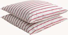 Katoenen perkal kussenslopen Striped Coral, 2-delig