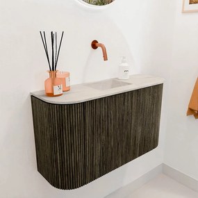 Mondiaz Joya DLux 75cm toiletmeubel ronding links/rechts shadow met wastafel faye midden zonder kraangat ostra