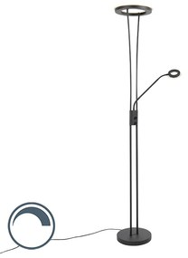 Moderne vloerlamp zwart incl. LED met leesarm - Divine