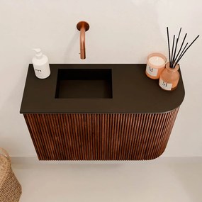 Mondiaz Joya 60cm toiletmeubel ronding rechts ruby met wastafel faye links zonder kraangat urban
