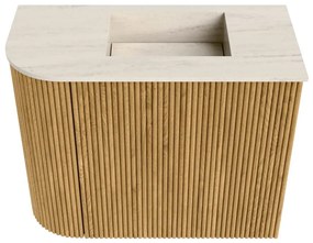 Mondiaz Joya DLux 50cm toiletmeubel ronding links oak met wastafel faye rechts 1 kraangat meli