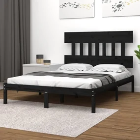 vidaXL Bedframe massief hout zwart 140x200 cm