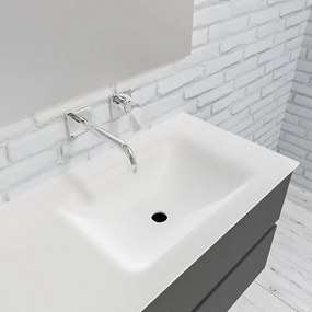 Zaro Valencia Solid Surface badmeubel 150cm mat antraciet zonder kraangat spoelbak rechts 4 lades