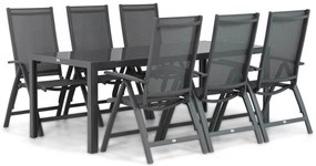 Tuinset 6 personen 210 cm Aluminium/Textileen /Aluminium/textileen Grijs Presto Vasto/Mondello