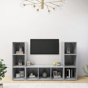 vidaXL Tv-meubelen 3 st 107x35x37 cm spaanplaat betongrijs