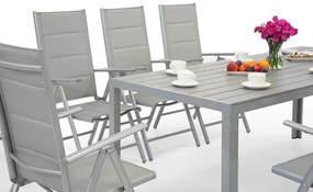 Garden Point lichtgrijze aluminium tuinmeubelen met grote Polywood Verona tafel voor 8 personen