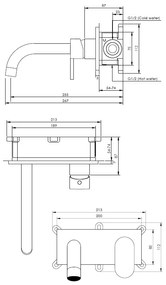 Brauer Gold Edition ColdStart wastafelkraan inbouw gebogen uitloop met achterplaat model C1 geborsteld messing PVD