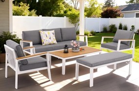 Zakintos Coffee 5 aluminium set met bankje wit Garden Point