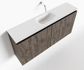 Mondiaz Ture 100cm toiletmeubel dark brown met wastafel talc midden geen kraangat