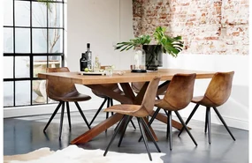 Goossens Kuipstoel Dott cognac leer leuning, urban industrieel