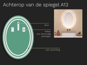 Ovale badkamerspiegel met LED verlichting A13 50x70