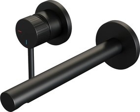 Brauer Stripe inbouw wastafelkraan ColdStart met rechte uitloop en rozetten model A2 zwart mat