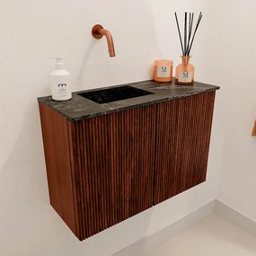 Mondiaz Joya DLux 60cm toiletmeubel ruby met wastafel faye links zonder kraangat lava