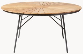 Ronde tuintafel Ellen met teakhouten tafelblad, in verschillende formaten