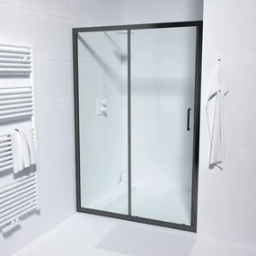 Saniclass ID06 Quick Fit Schuifdeur - 100x190cm - 6mm veiligheidsglas - alu profiel - anti kalk - mat zwart SAQ6121-100B