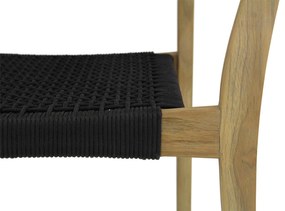 Tuinstoel stapelbaar Teak/Rope Zwart Lifestyle Garden Furniture Dallas