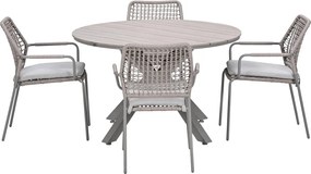 Garden Impressions Natas tuinset 5-delig taupe - Tulli tuintafel Ø122x75 cm - light teak vironwood
