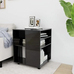 vidaXL Kast verrijdbaar 60x53x75 cm spaanplaat hoogglans zwart