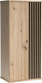 Kledingkast Venmava 100, Zwart, Artisan eiken, 191x86x58cm, 69 kg, Kledingkast deuren: Met scharnieren, Aantal planken: 4, Aantal planken: 4