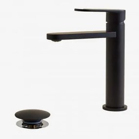 Alameda Wastafelkraanset Van Messing En Orveta Click-clack Wastafelafvoer Van Roestvrij Staal En Messing. ↑20 Cm & Matzwart & Klep Zonder Overloop -