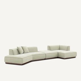 Open bank met hoek rechts met voetensteun in stonewashed fluweel, JACOPO