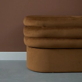 Dutchbone Aditi Ovalen Bankje Bruin Fluweel
