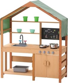 VEVOR Modderkeuken voor kinderen, Houten speelgoedkeukenset met accessoires, Buitenkeuken voor kinderen, Rollenspelkeuken inclusief accessoires, inclusief fornuis, plantenbakken, gootsteen, kraan, krijtbord, kookgerei