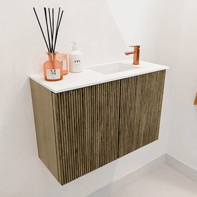 Mondiaz Joya 60cm toiletmeubel dusk met wastafel faye rechts 1 kraangat talc