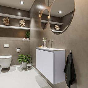 Mondiaz Ture 80cm toiletmeubel cale met wastafel talc midden geen kraangat