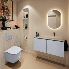 Mondiaz Ture DLux toiletmeubel 100cm clay met wastafel opalo rechts zonder kraangat