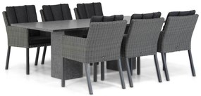 Tuinset 6 personen 220 cm Aluminium/wicker Zwart Garden Collections Oxbow/Graniet
