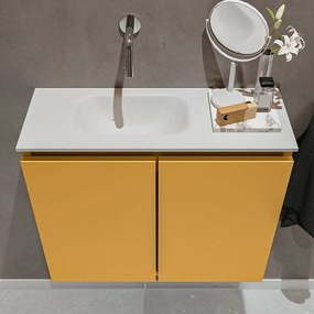 Mondiaz Ture 60cm toiletmeubel ocher met wastafel talc links geen kraangat