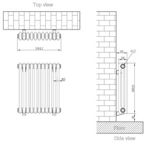 Eastbrook Rivassa 3 koloms radiator 50x60cm staal 898W antraciet