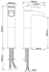 Mueller Alegra watervalkraan verhoogd PVD-coating chroom