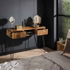 Houten Sidetable Met Ribbels - 110 X 40cm.