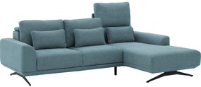 Goossens Excellent Bank Princess blauw, stof, 3-zits, elegant chic met chaise longue rechts