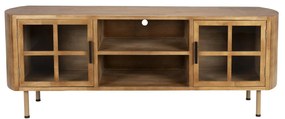 Retro Tv-meubel Hout Met Glas - 150x38x55cm.