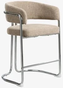 Zithoog Kruk Met Gestoffeerde Rugleuning En Ijzer Zantria ↑65 Cm & Stof Grijs – Taupe - Sklum
